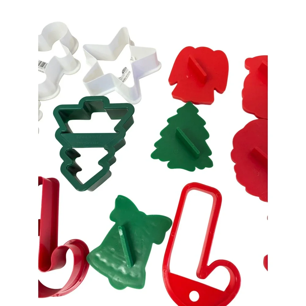 Unbranded Cookie Cutters Multi Christmas Set 12pc Red Green White Holiday Shapes